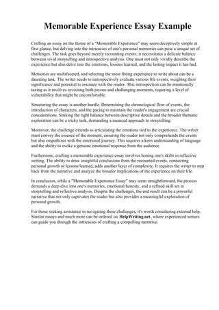BeyondtheBasics:CraftingaMemorableEssay